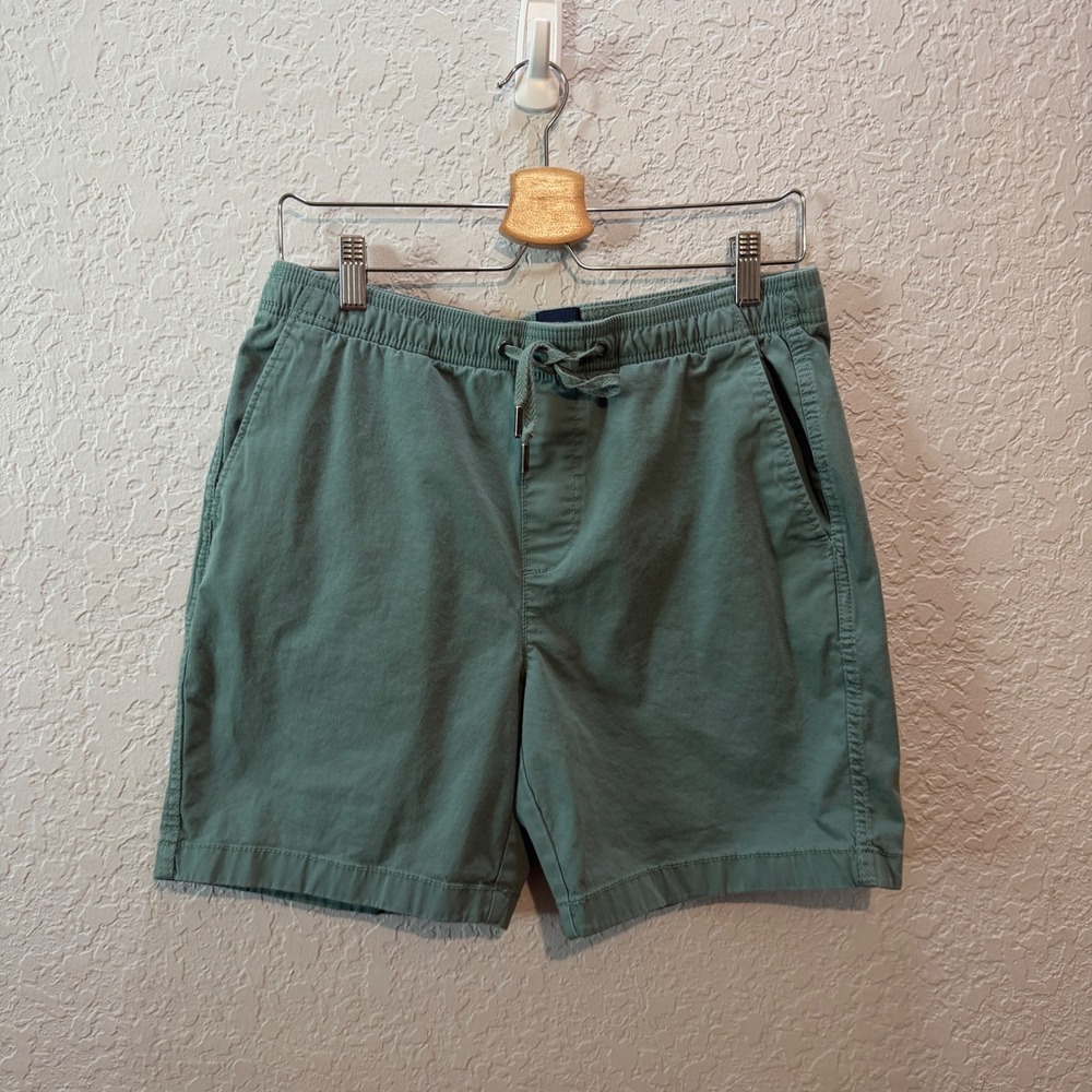 GAP Drawstring Cotton Shorts Medium Sage Green Coastal Casual Everyday